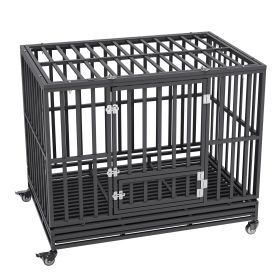 VEVOR  Heavy Duty Dog Crate, Indestructible Dog Crate, 3-Door Heavy Duty Dog Kennel for Medium to Large Dogs with Lockable Wheels and Removable (size: 47 Inch)